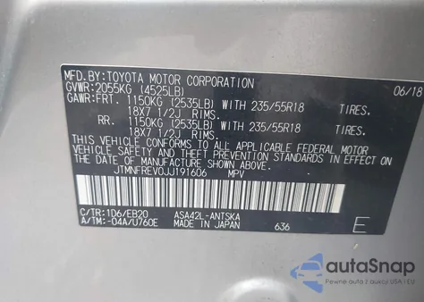 2018 Toyota Rav4 Se z USA, uszkodzony, nr VIN JTMNFREV0JJ191606